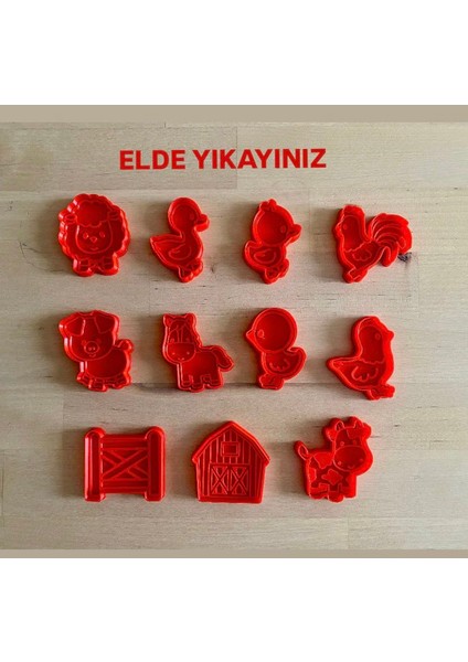 11'li Kurabiye Kalıbı - Kesicisi Çiftlik ve Hayvan Konseptli
