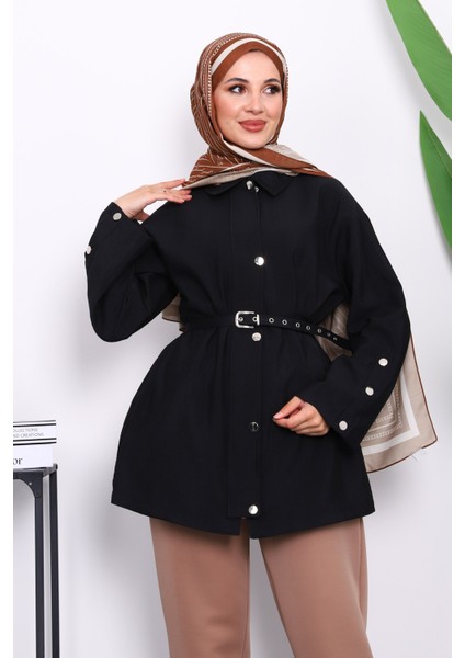 Siyah Çıtçıt Düğmeli Fermuarlu Tunik modelleri