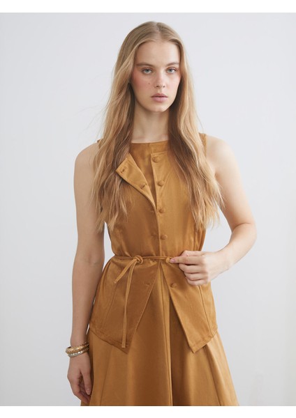 Yeni Sezon Bisiklet Yaka Kadın Süet Görünümlü Klasik Yelek