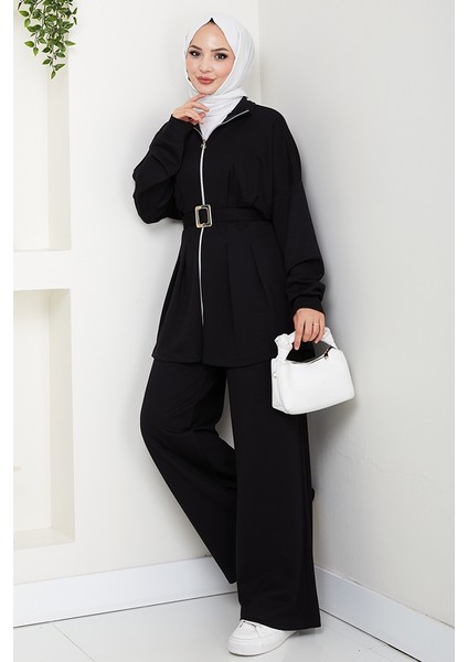 Dilsa Kemerli Oysho Ikili Takım 1607 - Siyah