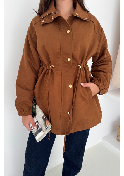 Kadın Bel Büzgülü Düğmeli Ceket – Fonksiyonel & Modern Stil fiyatları