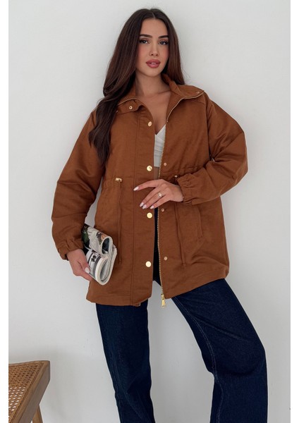 Kadın Bel Büzgülü Düğmeli Ceket – Fonksiyonel & Modern Stil fırsatları