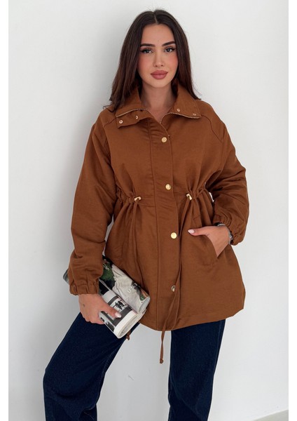 Kadın Bel Büzgülü Düğmeli Ceket – Fonksiyonel & Modern Stil indirimleri
