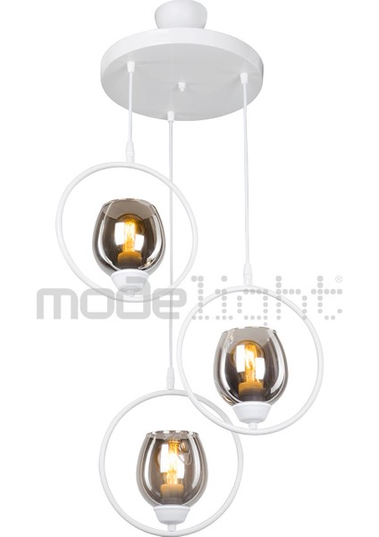 Modern Üçlü Avize, Beyaz ve Füme Cam Detaylarıyla Şık ve Şık Tasarım fiyatları