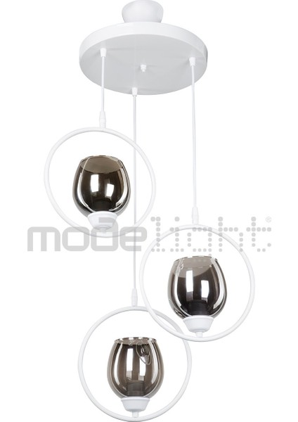 Modern Üçlü Avize, Beyaz ve Füme Cam Detaylarıyla Şık ve Şık Tasarım modelleri