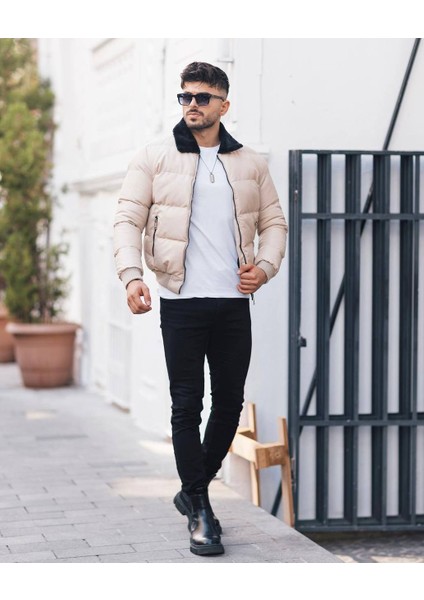 Kürk Yaka Suni Deri Crop Mont modelleri