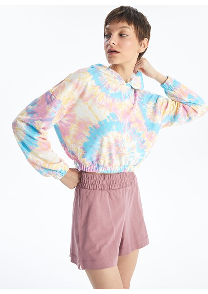 Yeni Sezon Batik Desenli Uzun Kollu Oversize Kadın Hoodie
