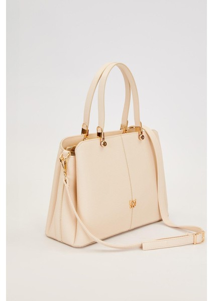 Krem Çift Gözlü Gold Detaylı El Çantası fiyatları
