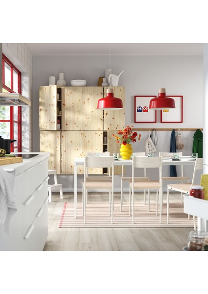 Yemek Masası Takımı, Beyaz-Çam, 6 Sandalyeli, Açılabilir fiyatları