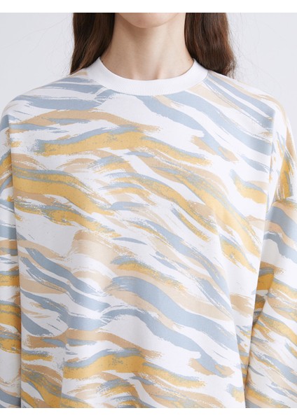 Yeni Sezon Bisiklet Yaka Desenli Kadın Sweatshirt Tunik modelleri