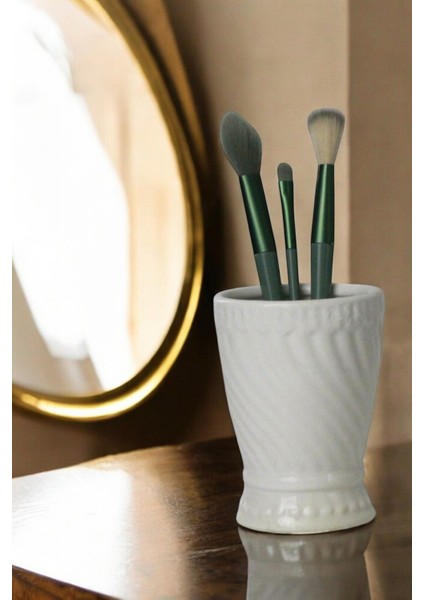 Beyaz Makyaj Düzenleyici, Fırça ve Kozmetik Organize Edici, Şık ve Kullanışlı Model