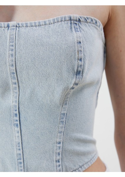 Yeni Sezon Straplez Yaka Jean Crop modelleri
