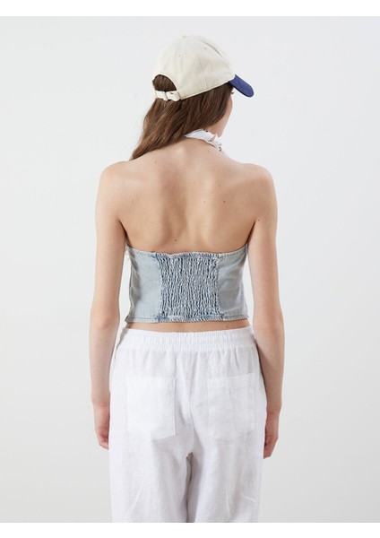 Yeni Sezon Straplez Yaka Jean Crop fırsatları