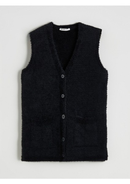 Yeni Sezon Büyük Beden V Yaka Kadın Pelüş Yelek