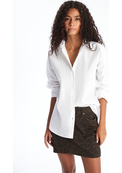 Yeni Sezon Oversize Poplin Kadın Gömlek