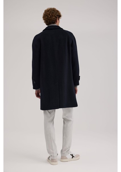 Lacivert Comfort Fit Bebe Yaka Yünlü Kaban fırsatları