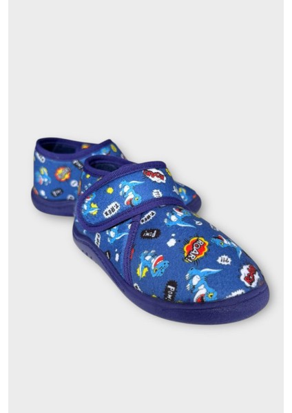 Tematik Cırtlı Çocuk Panduf Okul Kreş Ev Ayakkabısı Kaydırmaz Taban Lacivert - Mavi fiyatları