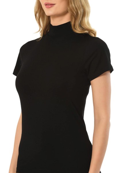 Kadın Siyah Modal Balıkçı Yaka Yarım Kol Body 562 modelleri