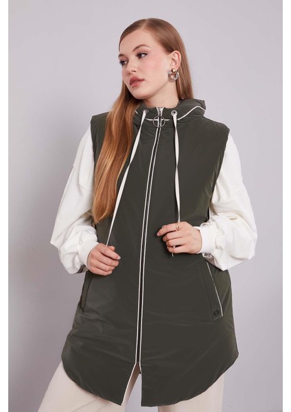 Haki Şapkalı Şişme Yelek