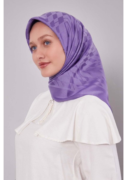 Lila Baklava Desen Kristal Jakar Eşarp