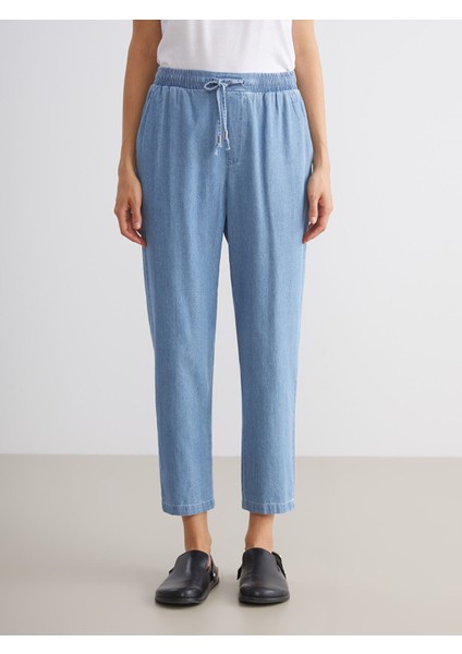 Yeni Sezon Beli Lastikli Carrot Fit Kadın Jean Pantolon modelleri