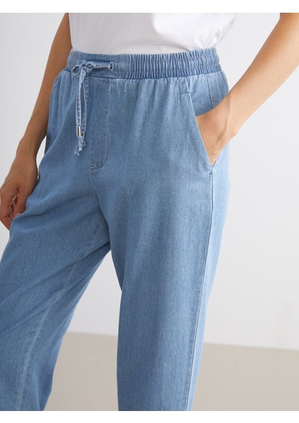 Yeni Sezon Beli Lastikli Carrot Fit Kadın Jean Pantolon fırsatları