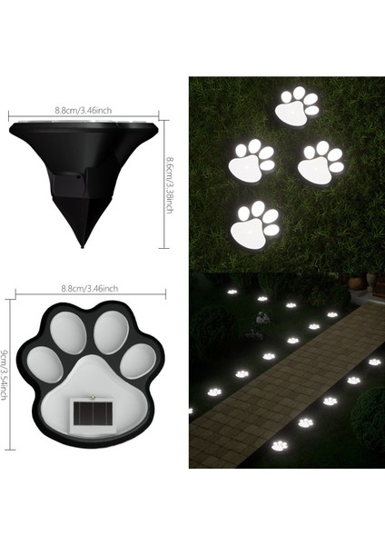 2 Adet Güneş Enerjili 5 Watt Beyaz Işık Solar Çim Için Kedi Patisi