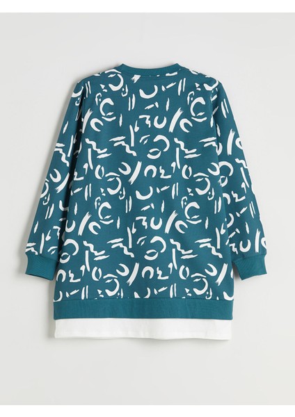 Yeni Sezon Bisiklet Yaka Desenli Kadın Sweatshirt Tunik fiyatları