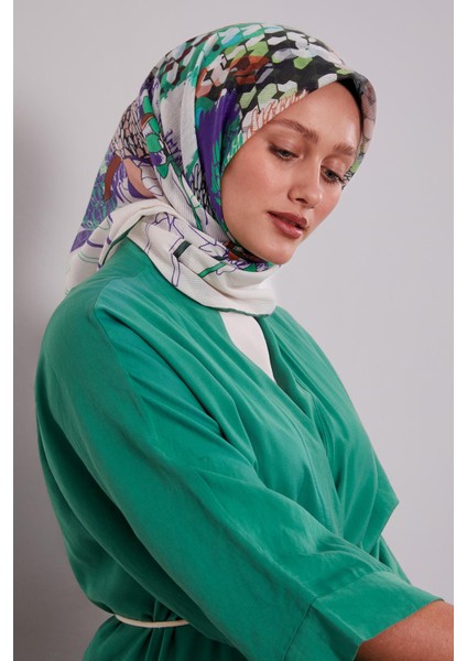 Zümrüt Karışık Çiçek Desen Pamuk Eşarp fiyatları