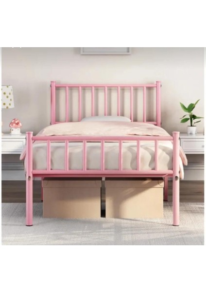 Hft Home Metal Karyola, Çınar Metal Karyola , Pembe Renk, Ölçü Seçenekli