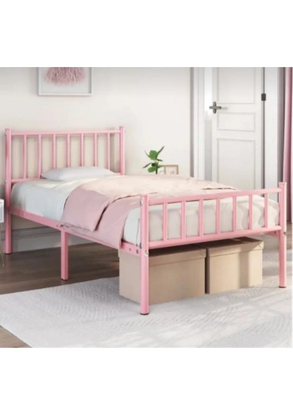 Hft Home Metal Karyola, Çınar Metal Karyola , Pembe Renk, Ölçü Seçenekli modelleri