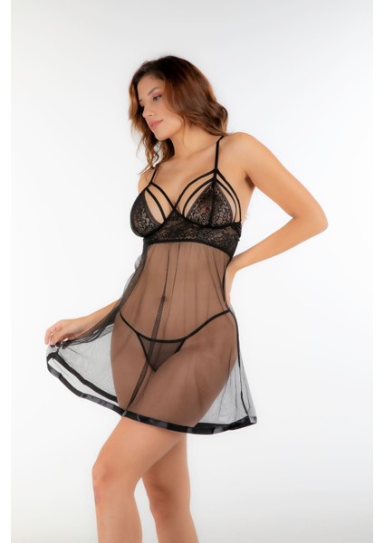 Siyah Dantel Gecelik