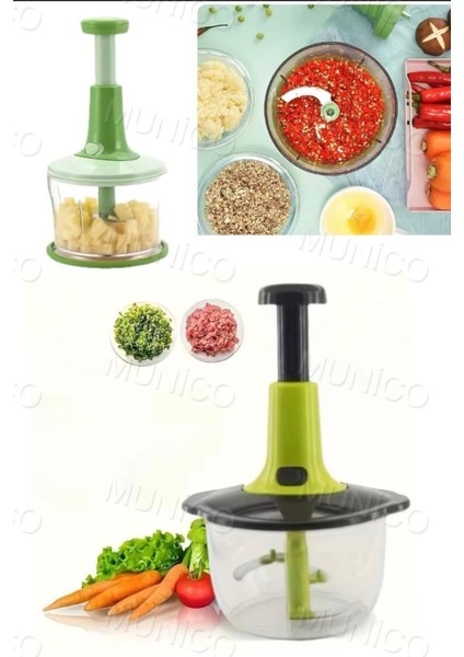 Çok Fonksiyonlu Manuel Presleme Kıyma ve Blender, Turkuaz Renkli