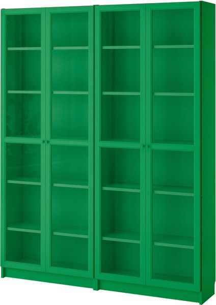 Cam Kapaklı Kitaplık, Yeşil, 160X30X202 cm
