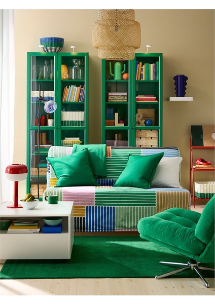 Cam Kapaklı Kitaplık, Yeşil, 160X30X202 cm fiyatları