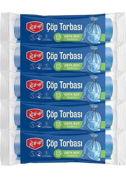 Çöp Torbası Orta 55X60CM 15 Adet x 5 Paket fiyatları