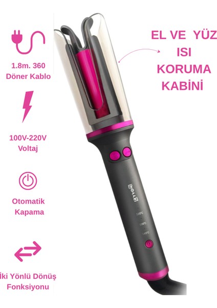 Siyah Otomatik Dönebilen Bukle Saç Maşası, Pratik ve Şık Saç Şekillendirme Aracı fırsatları