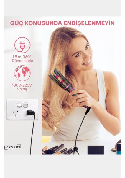 Siyah Otomatik Dönebilen Bukle Saç Maşası, Pratik ve Şık Saç Şekillendirme Aracı