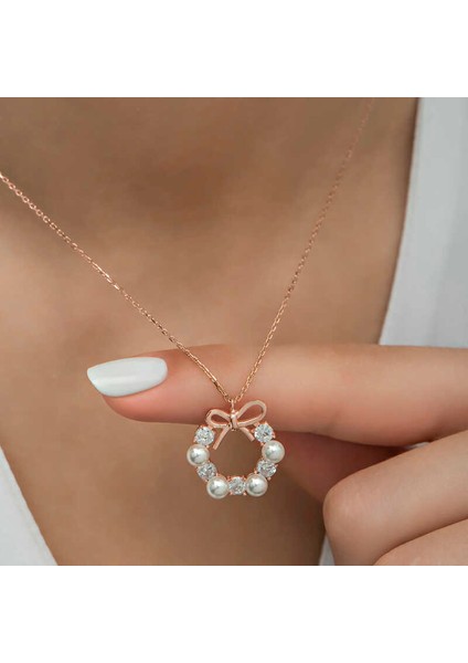 Gümüş Rose Inci Kurdele Kadın Kolye indirimleri