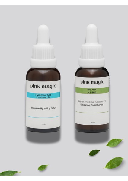 Aha & Bha Peeling + Hyalüronik Asit Serum Seti | Cilt Yenileyici, Ton Eşitleyici, Aydınlatıcı & Dolgunlaştırıcı Bakım