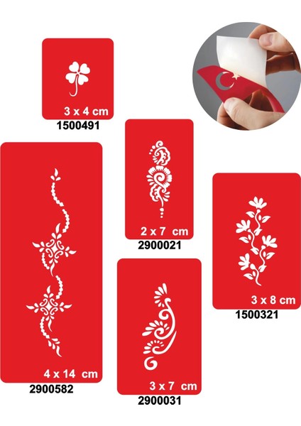 Arajman Çiçekler 5'li Set Geçici Dövme Kına Şablonu