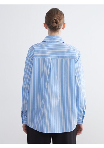 Yeni Sezon Çizgili Oversize Poplin Kadın Gömlek fırsatları
