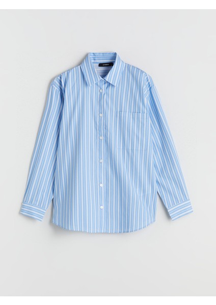 Yeni Sezon Çizgili Oversize Poplin Kadın Gömlek indirimleri