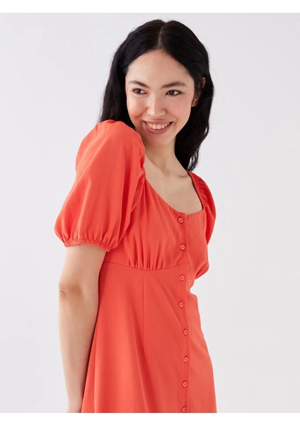 Lcw Vision Mercan Kalp Yaka Düz Kısa Kollu Elbise fiyatları