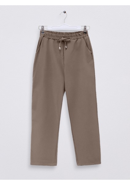 Beli Lastikli Çift Cepli Bağcık Detaylı Pantolon -Vizon fiyatları