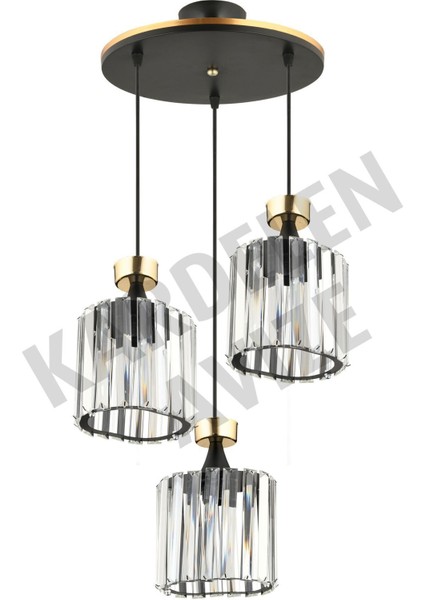 Şık Siyah 3'lü Kristal Sarkıt Aydınlatma Parçası modelleri