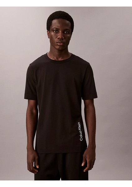 Calvın Kleın Erkek Marka Logolu Organik Pamuklu Günlük Kullanıma Uygun Siyah T-Shirt LVGMF5K106 Ub1