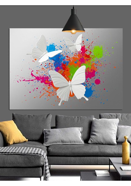 Uçan Kelebekler Soyut Sanat Dekoratif Kanvas - Mdf Ahşap Tablo fiyatları