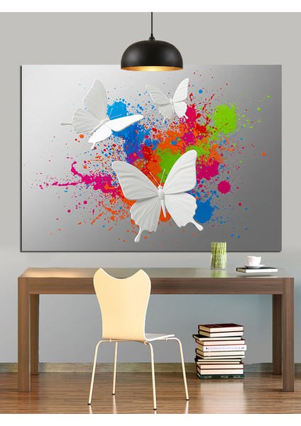 Uçan Kelebekler Soyut Sanat Dekoratif Kanvas - Mdf Ahşap Tablo fırsatları