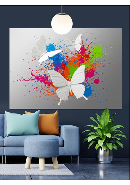 Uçan Kelebekler Soyut Sanat Dekoratif Kanvas - Mdf Ahşap Tablo indirimleri